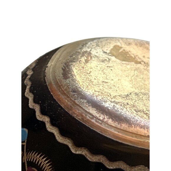Vintage Hand-Painted Etched Metal Floral Vase Multicolor Gujistan Design - Picture 10 of 10